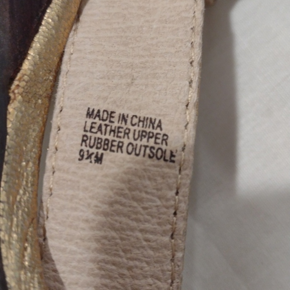 Michael Kors Sandals Juniper T-Strap Thong Braided Woven Leather Gold Size 9.5 - Picture 8 of 8